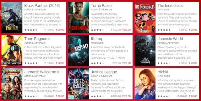 Rent Blockbuster Films at Just Rs 20 on Google Play Movies