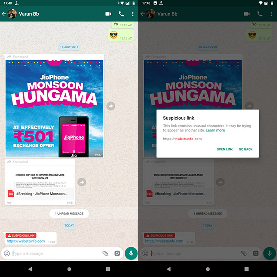 WhatsApp Sekarang Akan Memberitahu Pengguna Tentang Tautan yang Berpotensi Berisiko