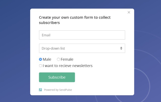 1. Subscription form