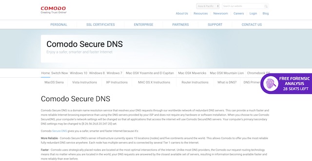 comodo secure dns blocked site