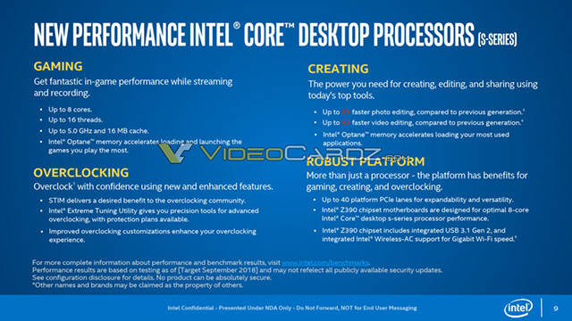 Detail Refresh Coffee Lake Intel Generasi ke-9 ; Core i9 yang tidak terkunci, CPU Core i7 Octa-Core Masuk