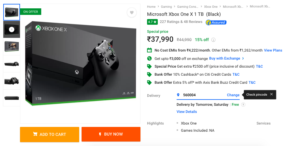 Flipkart Big Freedom Sale: Xbox One X 1TB Available at Rs 37,990 (15% Off)