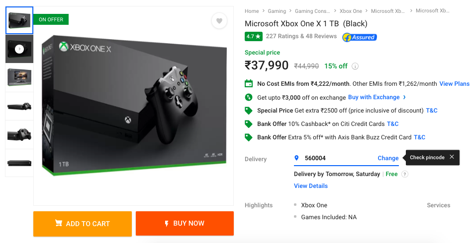 Xbox one x store flipkart