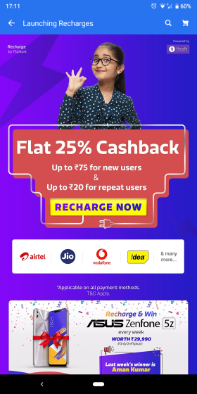 Flipkart Mobile Recharge Buyers Can Get Asus Zenfone 5Z For Re 1, Plus Coins and More