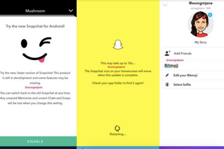 snapchat redesign android