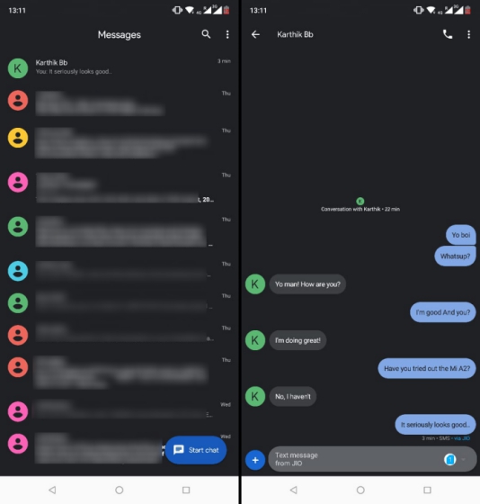 Android Messages Gets an Awesome Dark Mode With New Material Theme Look