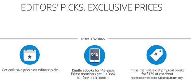 Amazon Offering Free eBook to Prime Members, Physical Books at Just Rs. 129