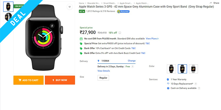 apple watch series 1 flipkart