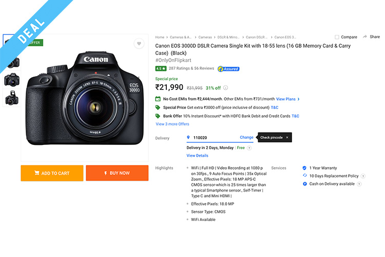 canon 3000d flipkart web