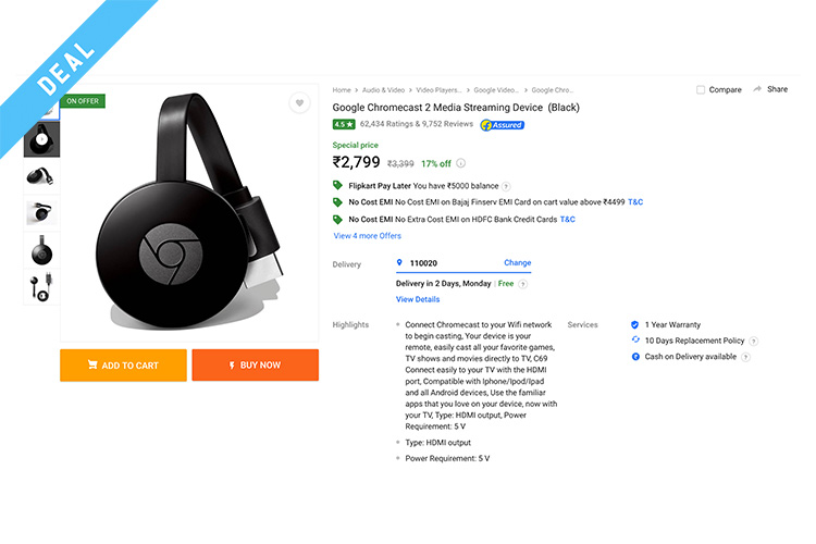 chromecast deal flipkart web image