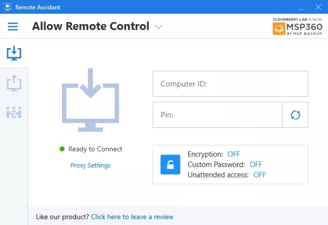 cloudberry remote assistant screenshot