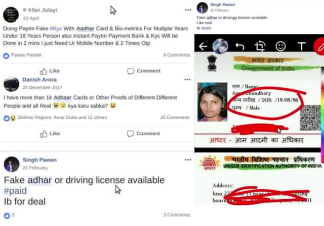 Fake Aadhaar Including Biometric Data Being Traded on Closed Facebook Groups