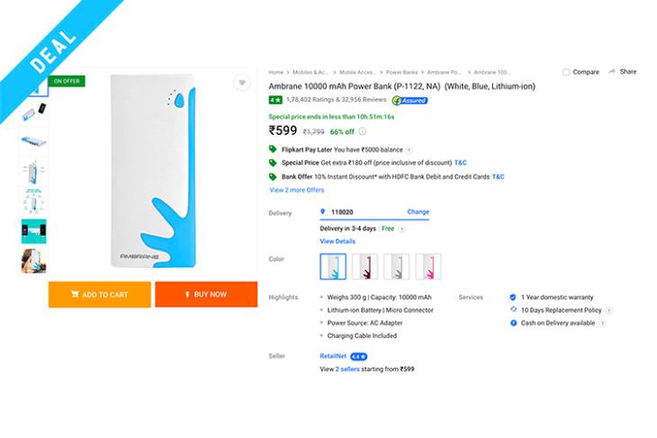 flipkart superr sale ambrane power bank deal web image