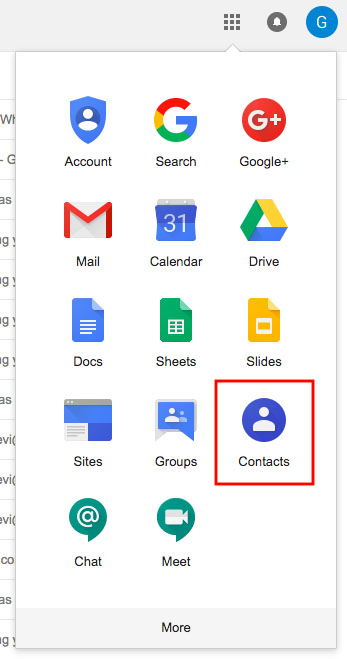 Gmail contacts shortcut