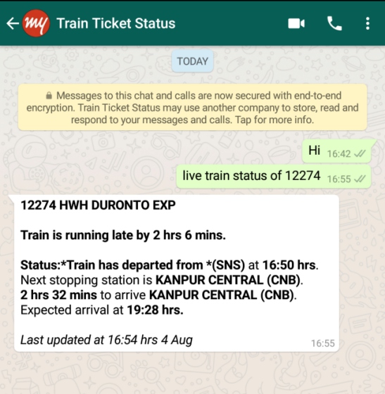 Here’s How You Can Check Your IRCTC Train Status on WhatsApp