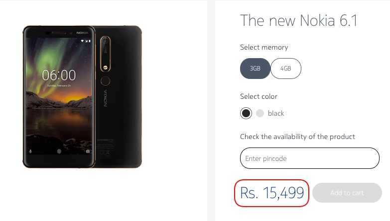 nokia 6.1 price cut