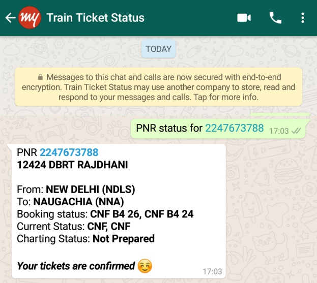 Here’s How You Can Check Your IRCTC Train Status on WhatsApp