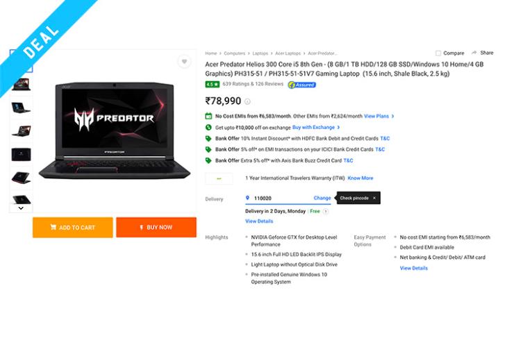 predator helios deal flipkart