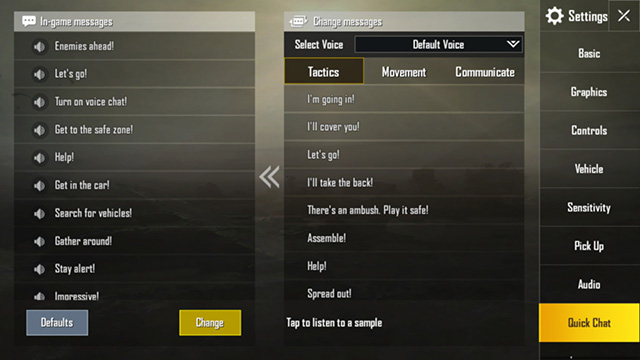 quick chat pubg mobile