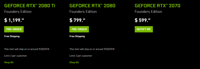 Nvidia Announces GeForce RTX 2070, RTX 2080 and RTX 2080 Ti, Starting at $599