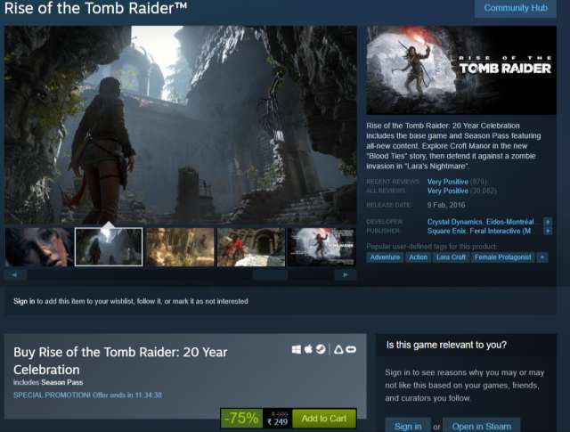 Get ‘Rise of the Tomb Raider’ for Just Rs 249 on Steam; Lowest Online Price Ever