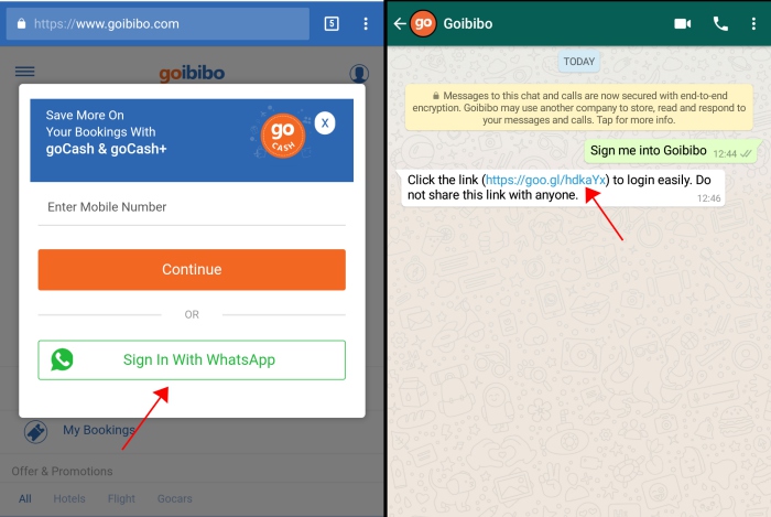 Goibibo Now Allows You To ‘Login With WhatsApp’ On Mobile Website