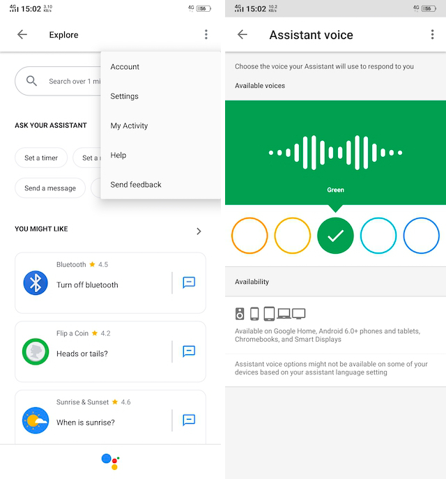 Google Assistant voice