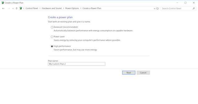 7. Change Power Setting to High Performance