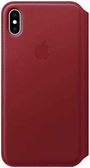 iPhone XS Max Wallet Case - Red - Smooth Leather