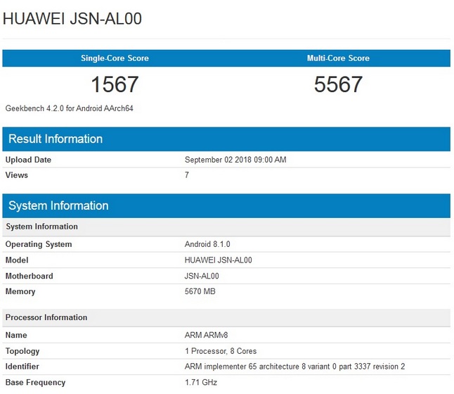Possible Honor 8X Spotted on Geekbench Ahead of September 5 Launch