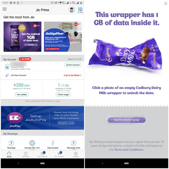 You Can Now Get Free Jio 4G Data With Cadbury Dairy Milk