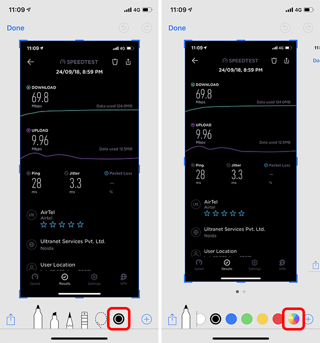 There’s a Color Palette in iOS 12’s Screenshot Editor