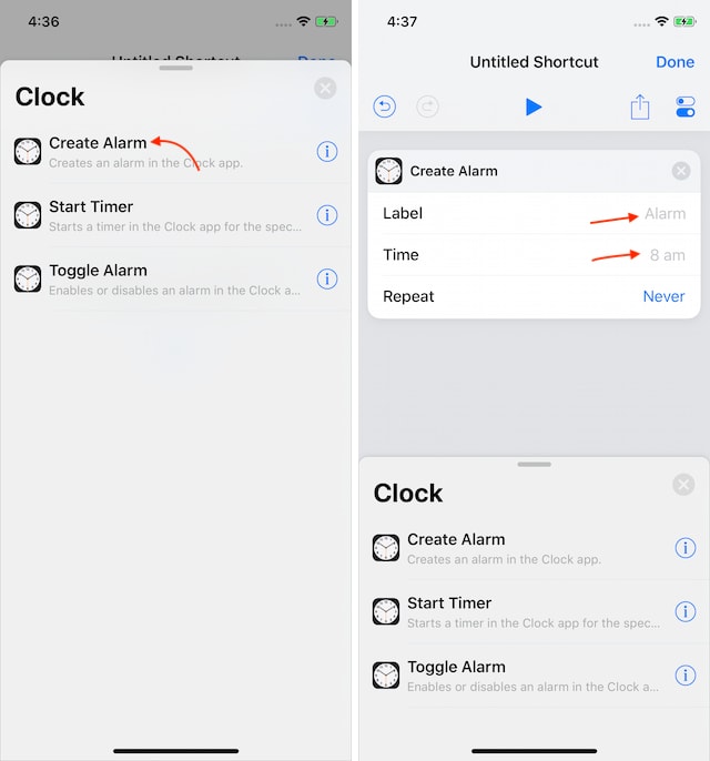 2. Using the New Clock Action in Shortcuts 2.1