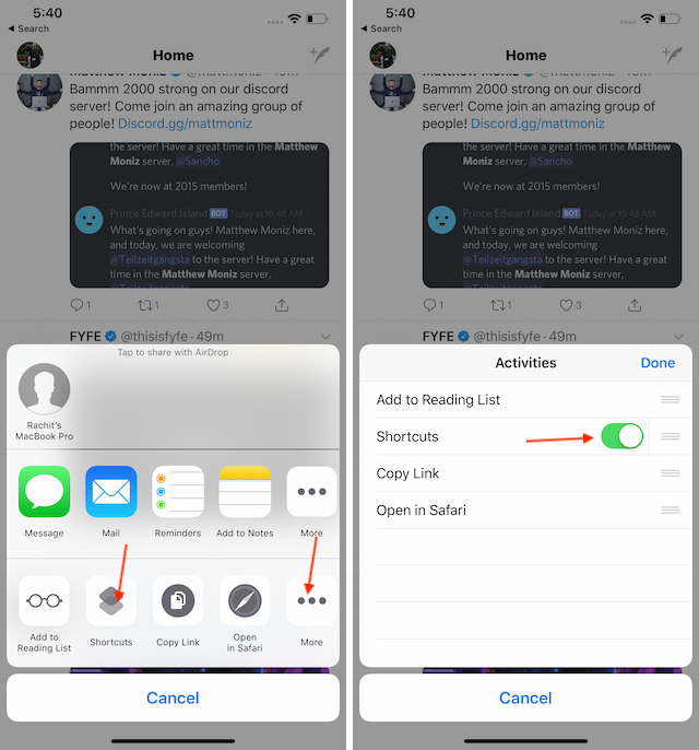 twitter video download shortcut ios 13