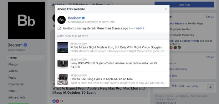 Facebook Now Shows Publisher Info With Links to Combat Fake News