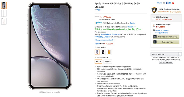 iPhone XR Pre-orders Live on Amazon and Airtel Online Store