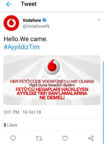 Vodafone India Twitter Account Briefly Taken Over by Hackers From Turkey