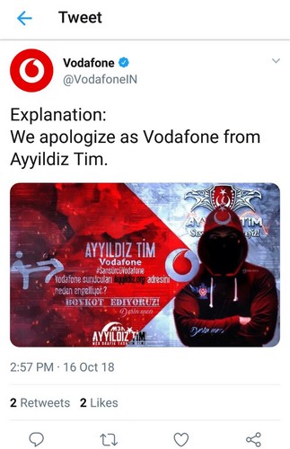 Vodafone India Twitter Account Briefly Taken Over by Hackers From Turkey