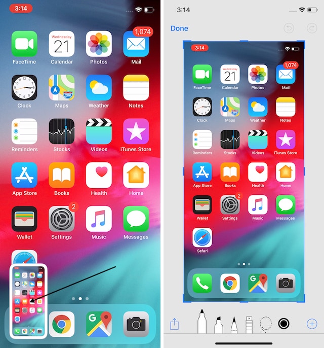 1. iPhone에서 스크린샷 편집하기(iOS 11 이상)