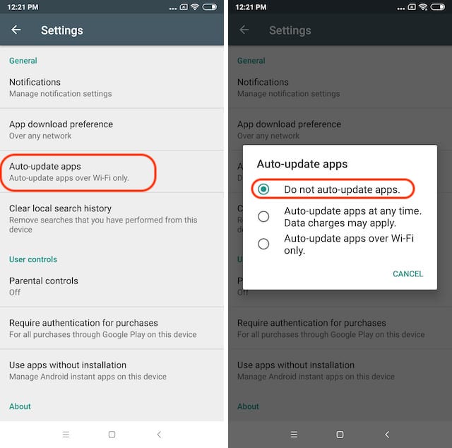 2. automatic app updates