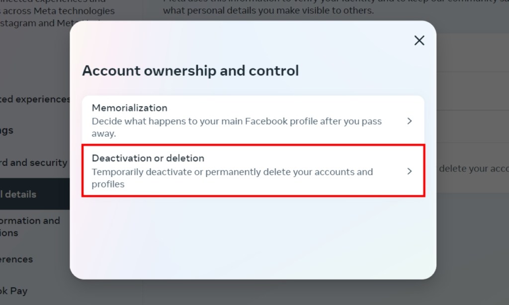 Choose Deactivation and Deletion