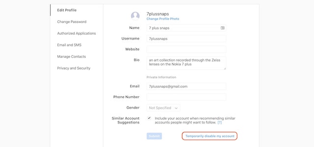 Disabel Instagram accont 4