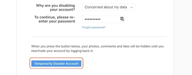 Disabel Instagram accont 5