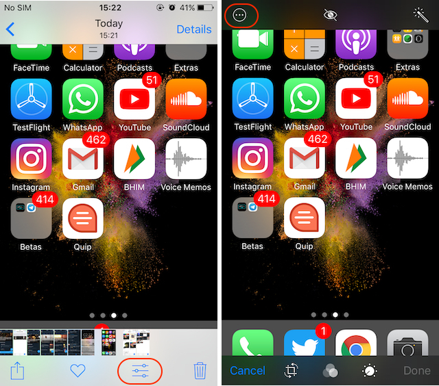 Editing Screenshot on iPhone (iOS 10 and below) 2