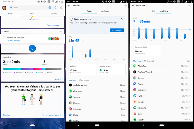 Microsoft Launcher on Android Now Lets You Track Your Phone Usage