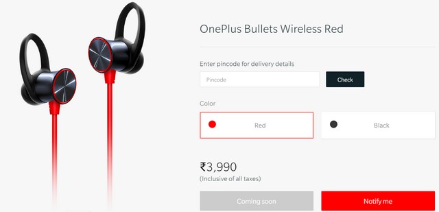 OnePlus Bullets Wireless Earphones in Red Coming to India Soon