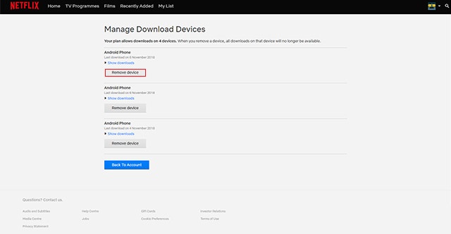 Remove Netflix downloads from older device (Step 3)