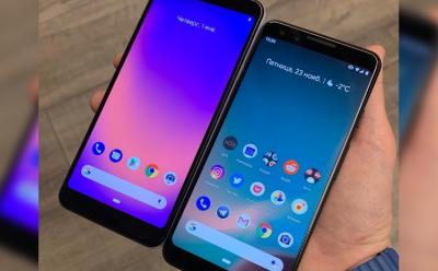 The alleged Pixel 3 Lite (left) with the larger Pixel 3