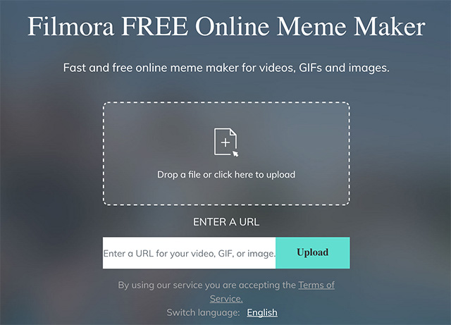 filmora meme maker upload page