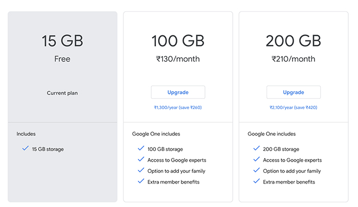 google drive plans free